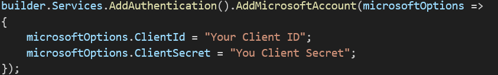 Code Microsoft Account Options