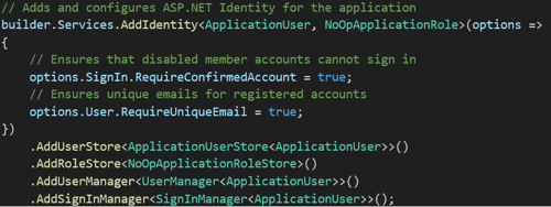 Code configure identity
